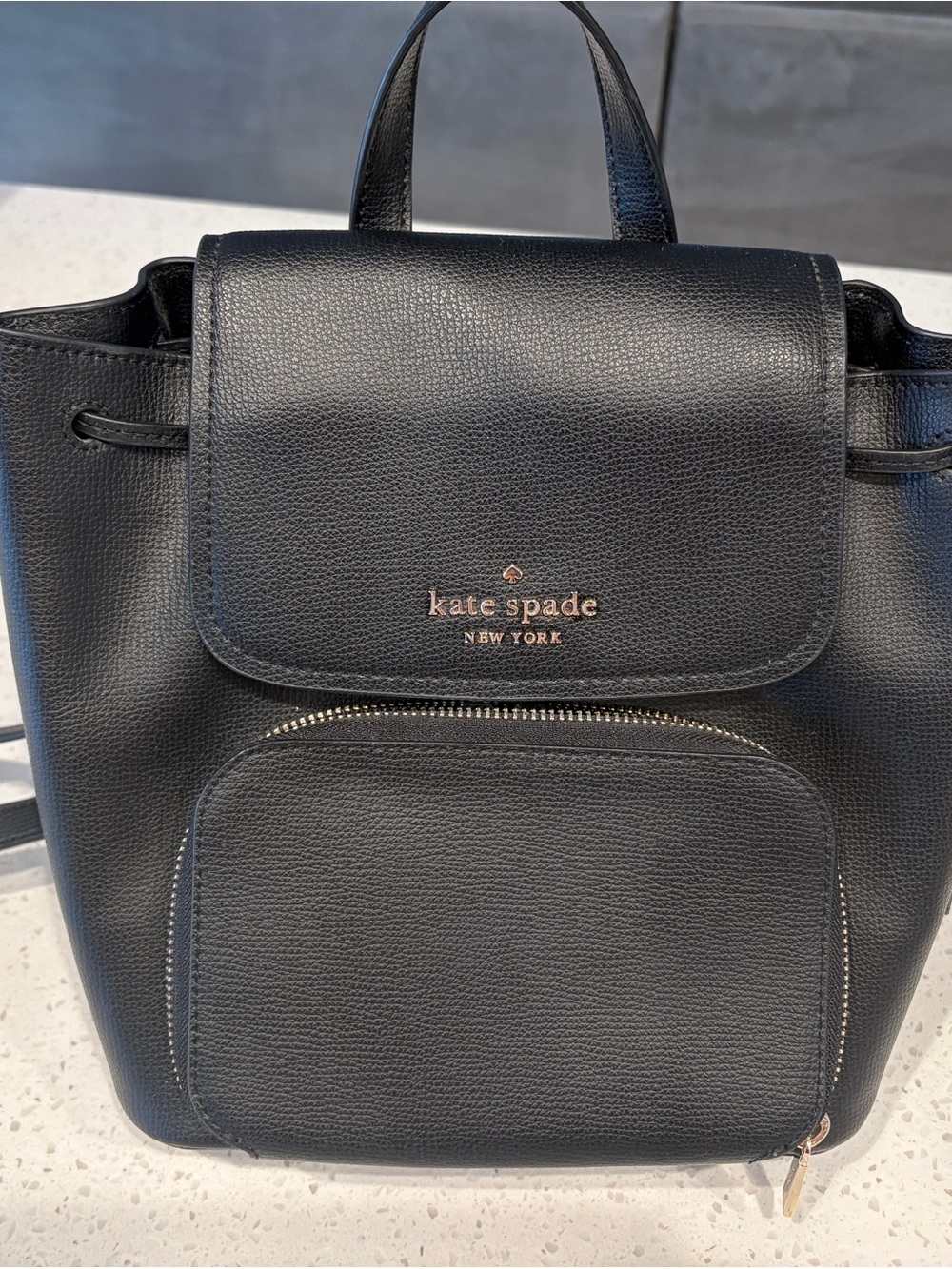 Kate Spade Kristi Medium Flap Backpack Black Leather KA695